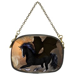 Awesome Dark Unicorn With Clouds Chain Purses (one Side)  by FantasyWorld7