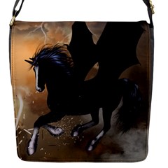 Awesome Dark Unicorn With Clouds Flap Messenger Bag (s) by FantasyWorld7