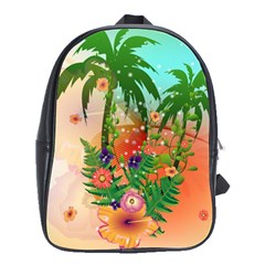 Tropical Design With Palm And Flowers School Bags(large)  by FantasyWorld7