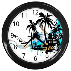 Surfing Wall Clocks (black) by EnjoymentArt