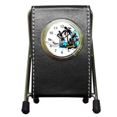 Surfing Pen Holder Desk Clocks by EnjoymentArt