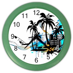 Surfing Color Wall Clocks by EnjoymentArt