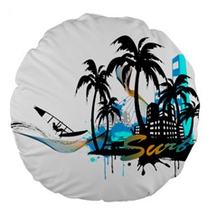 Surfing Large 18  Premium Round Cushions by EnjoymentArt