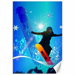 Snowboarding Canvas 12  X 18   by FantasyWorld7