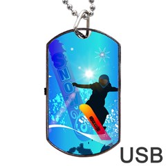 Snowboarding Dog Tag Usb Flash (two Sides)  by FantasyWorld7