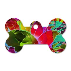 Floral Abstract 1 Dog Tag Bone (one Side) by MedusArt