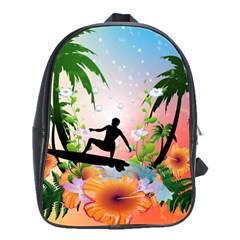 Tropical Design With Surfboarder School Bags(large)  by FantasyWorld7