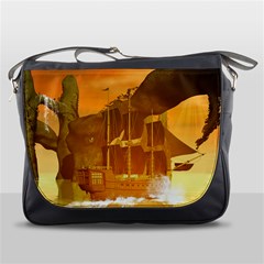 Awesome Sunset Over The Ocean With Ship Messenger Bags by FantasyWorld7