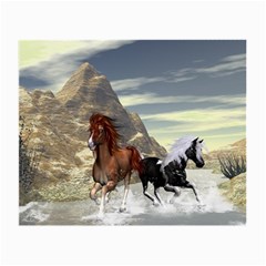 Beautiful Horses Running In A River Small Glasses Cloth by FantasyWorld7