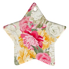 Colorful Floral Collage Star Ornament (two Sides)  by Dushan