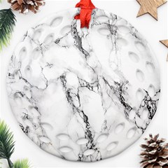 White Marble Stone Print Ornament (round Filigree)  by Dushan