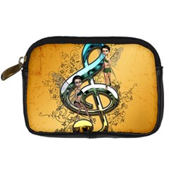Music, Clef With Fairy And Floral Elements Digital Camera Cases by FantasyWorld7