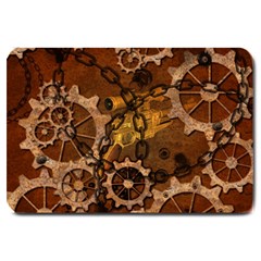 Steampunk In Rusty Metal Large Doormat  by FantasyWorld7