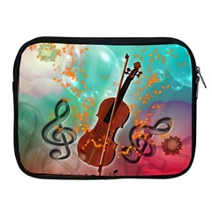 Violin With Violin Bow And Key Notes Apple Ipad 2/3/4 Zipper Cases by FantasyWorld7