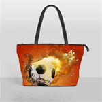 Soccer With Fire And Flame And Floral Elelements Shoulder Handbags Front