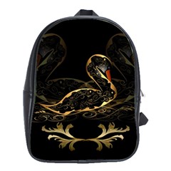 Wonderful Swan In Gold And Black With Floral Elements School Bags(large)  by FantasyWorld7