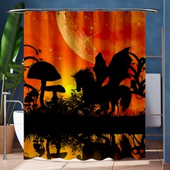 Beautiful Unicorn Silhouette In The Sunset Shower Curtain 60  X 72  (medium)  by FantasyWorld7