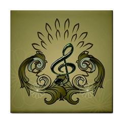 Decorative Clef With Damask In Soft Green Face Towel by FantasyWorld7