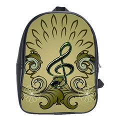 Decorative Clef With Damask In Soft Green School Bags (xl)  by FantasyWorld7