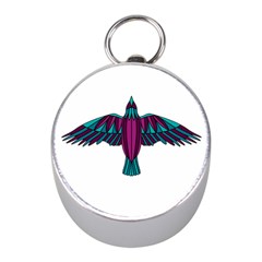 Stained Glass Bird Illustration  Mini Silver Compasses by carocollins