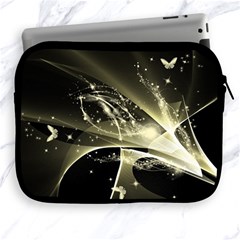 Awesome Glowing Lines With Beautiful Butterflies On Black Background Apple Ipad 2/3/4 Zipper Cases by FantasyWorld7