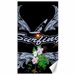 Surfboarder With Damask In Blue On Black Bakcground Canvas 40  X 72   by FantasyWorld7