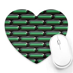 Green 3d Rectangles Pattern Heart Mousepad by LalyLauraFLM