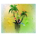 Surfing, Surfboarder With Palm And Flowers And Decorative Floral Elements Double Sided Flano Blanket (Small)  50 x40  Blanket Front