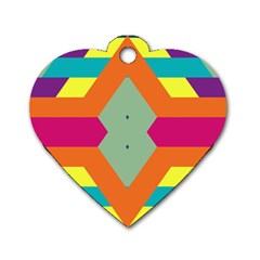 Colorful Rhombus And Stripes Dog Tag Heart (one Side) by LalyLauraFLM