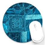 BLUE PATCHWORK Round Mousepads Front