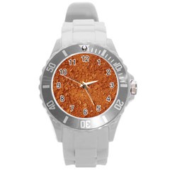 Orange Clay Dirt Round Plastic Sport Watch (l) by trendistuff