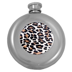 Black And Brown Leopard Round Hip Flask (5 Oz) by trendistuff