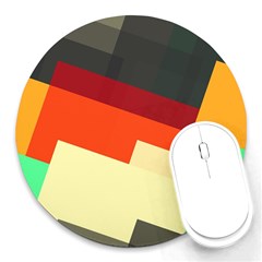 Miscellaneous Retro Shapes Round Mousepad by LalyLauraFLM