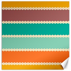 Rhombus And Retro Colors Stripes Pattern Canvas 12  X 12  by LalyLauraFLM