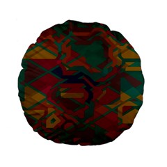 Geometric Shapes In Retro Colors 	standard 15  Premium Flano Round Cushion by LalyLauraFLM