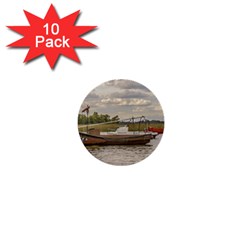 Fishing And Sailboats At Santa Lucia River In Montevideo 1  Mini Buttons (10 Pack)  by dflcprints