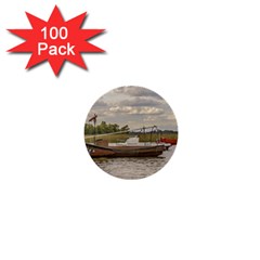 Fishing And Sailboats At Santa Lucia River In Montevideo 1  Mini Buttons (100 Pack)  by dflcprints