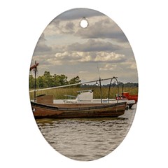 Fishing And Sailboats At Santa Lucia River In Montevideo Oval Ornament (two Sides) by dflcprints