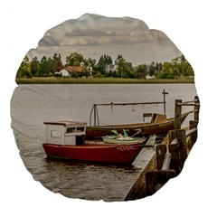 Santa Lucia River In Montevideo Uruguay Large 18  Premium Flano Round Cushions by dflcprints