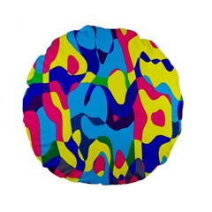 Colorful Chaos 	standard 15  Premium Flano Round Cushion by LalyLauraFLM