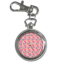 Birds Pattern On Pink Background Key Chain Watches by LovelyDesigns4U