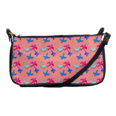 Birds Pattern On Pink Background Shoulder Clutch Bags by LovelyDesigns4U