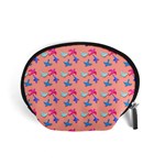 Birds Pattern on Pink Background Accessory Pouches (Small)  Front