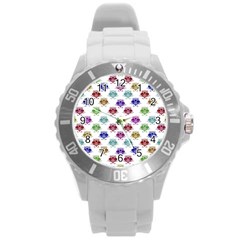 Fantasy Angry Birds Drawings Pattern Round Plastic Sport Watch (l) by dflcprints