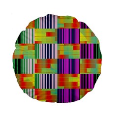 Vertical And Horizontal Stripes 	standard 15  Premium Flano Round Cushion by LalyLauraFLM