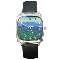 Fantasy Landscape Photo Collage Square Metal Watches by dflcprints