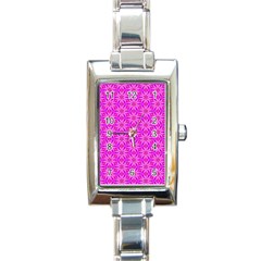 Pink Snowflakes Spinning In Winter Rectangle Italian Charm Watch by DianeClancy