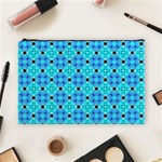 Vibrant Modern Abstract Lattice Aqua Blue Quilt Cosmetic Bag (Large)  Front