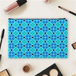 Vibrant Modern Abstract Lattice Aqua Blue Quilt Cosmetic Bag (Large)  Back