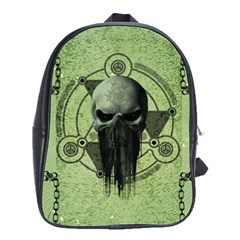 Awesome Green Skull School Bags(large)  by FantasyWorld7